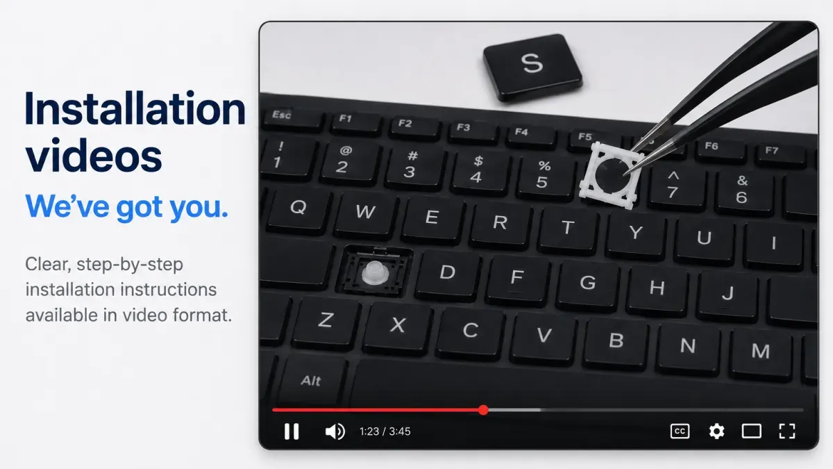 Laptop key installation video showing retainer clip replacement