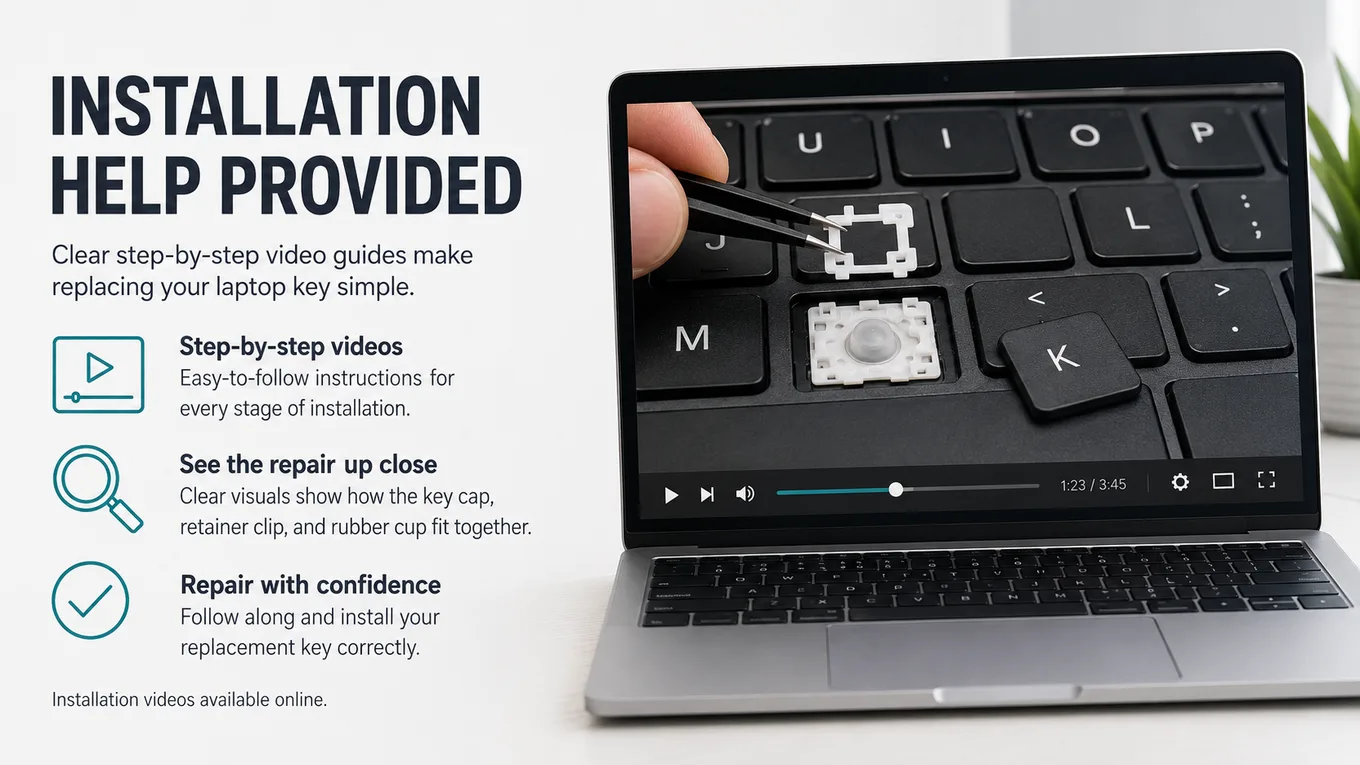 Laptop key installation video help preview